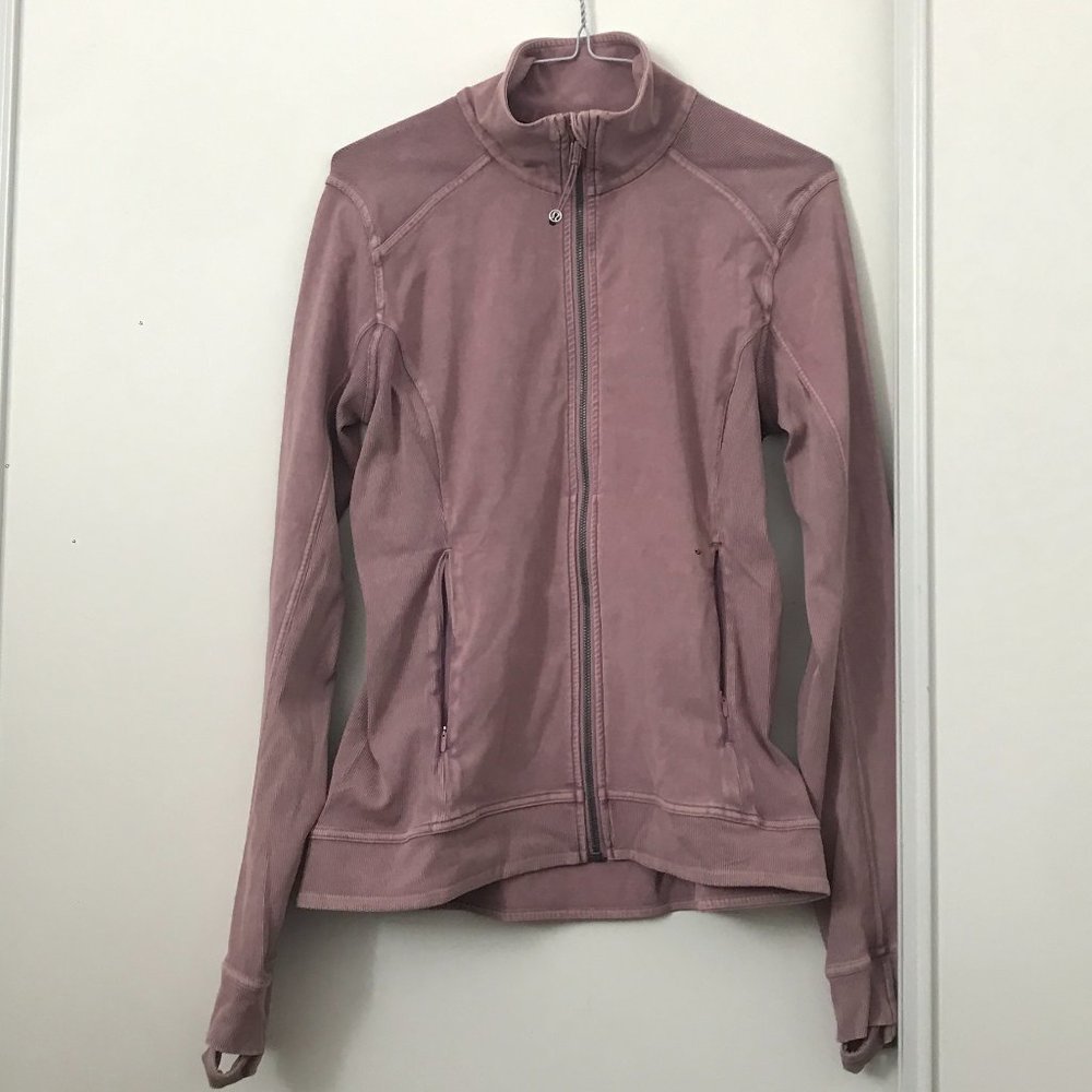 Lululemon Salmon Pink Ribbed Zip Up Sweater